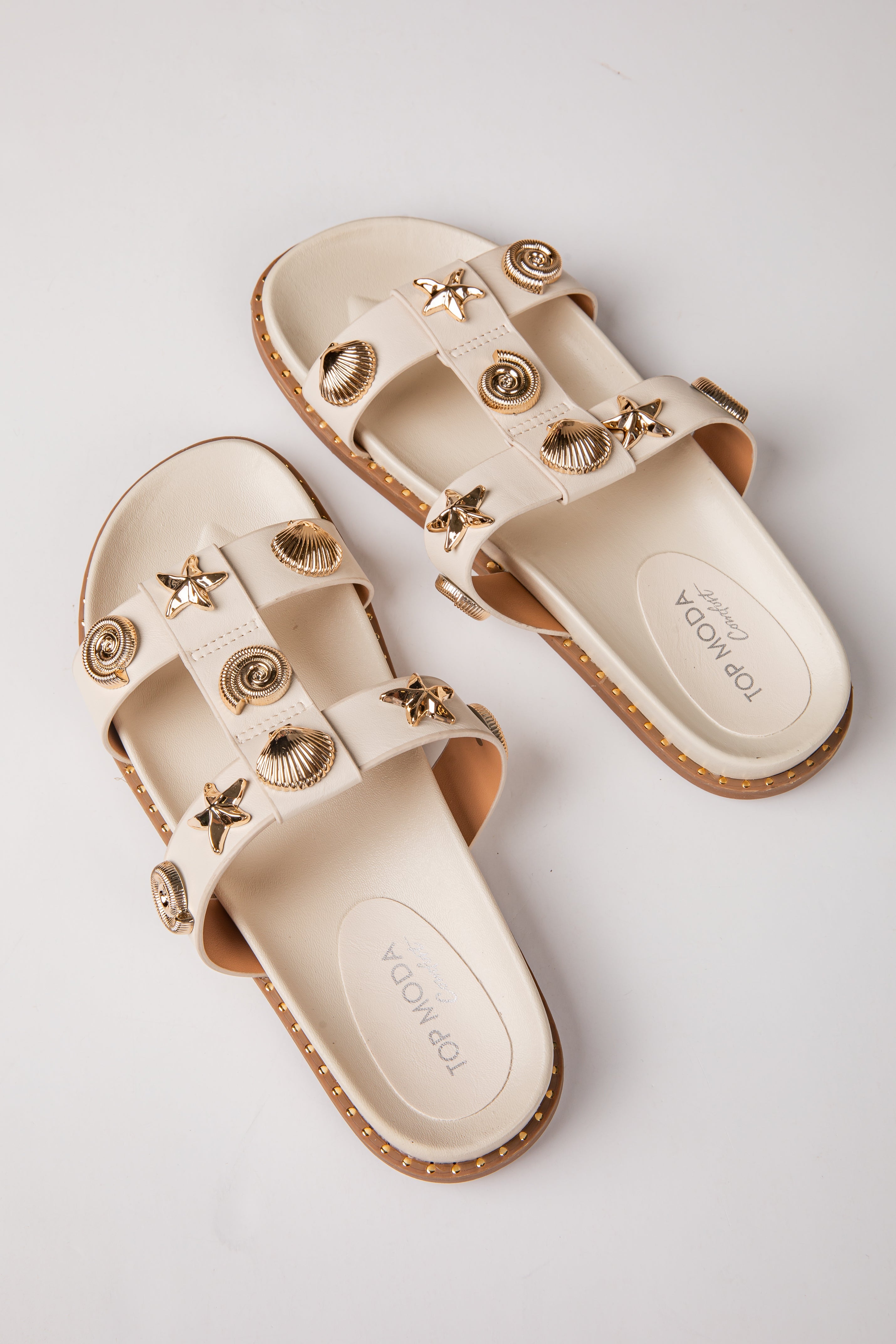 Sailor Shell Double Strap Ivory Sandal
