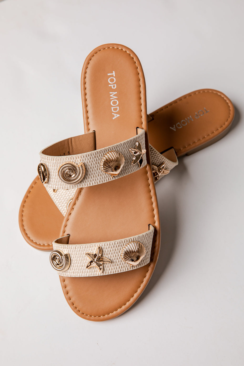 Marina Shell Embellished Slide Sandal