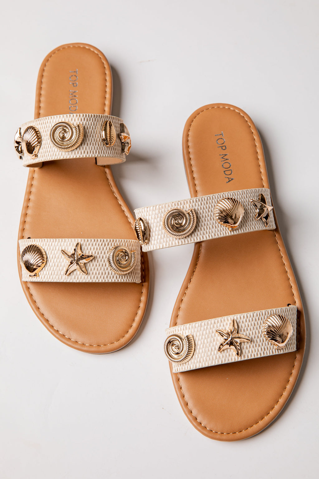 Marina Shell Embellished Slide Sandal