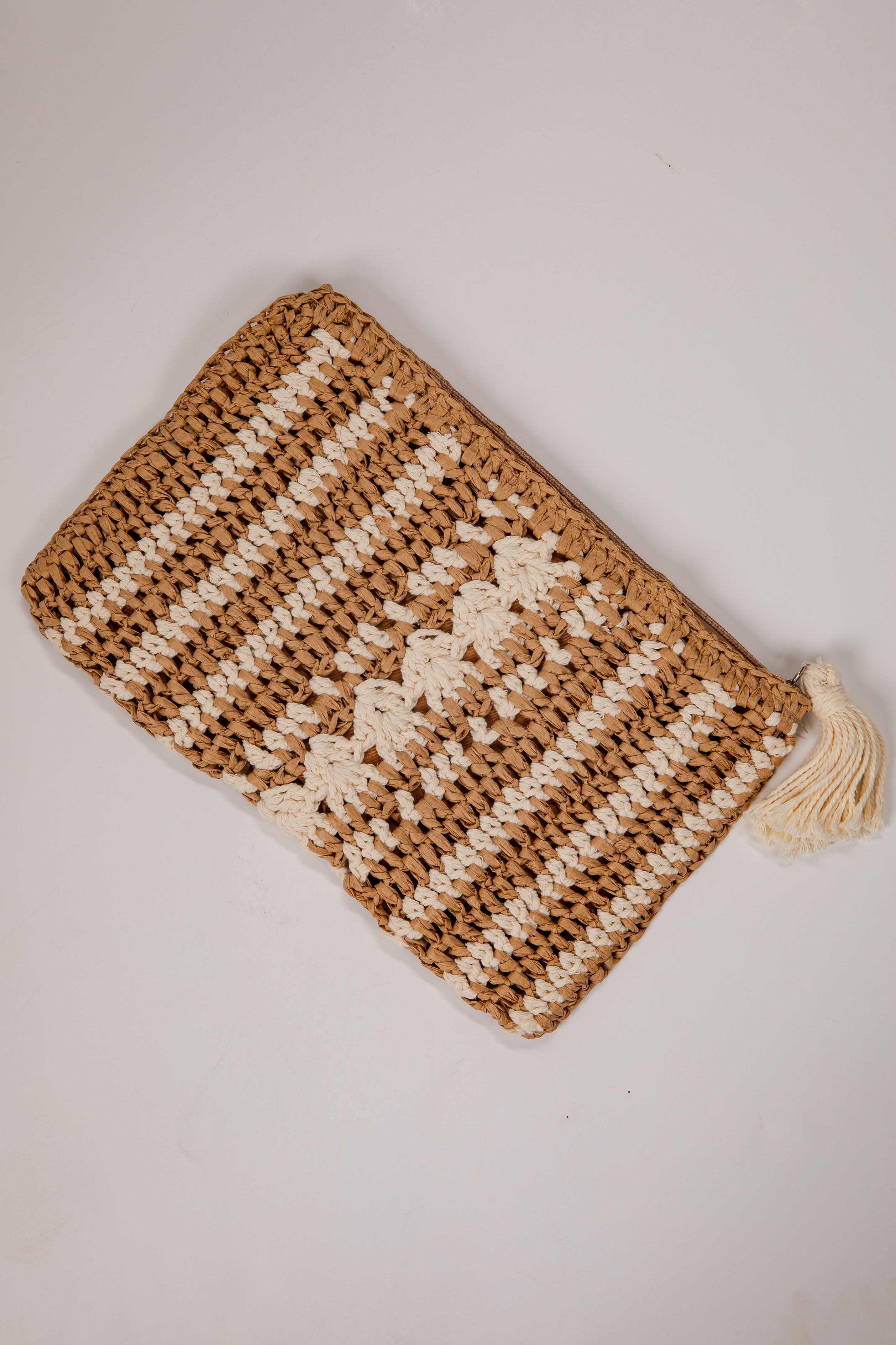Naturally Easy Khaki Straw Clutch