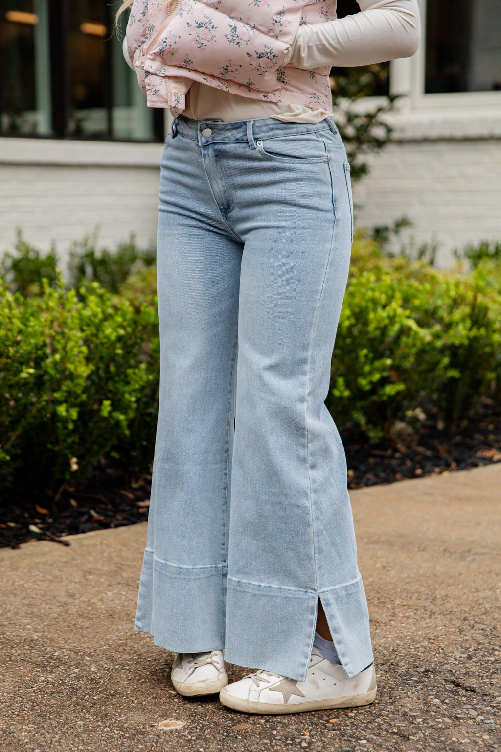 FINAL SALE - Rosie Light Wash High-Rise Distressed Wide Leg Jeans