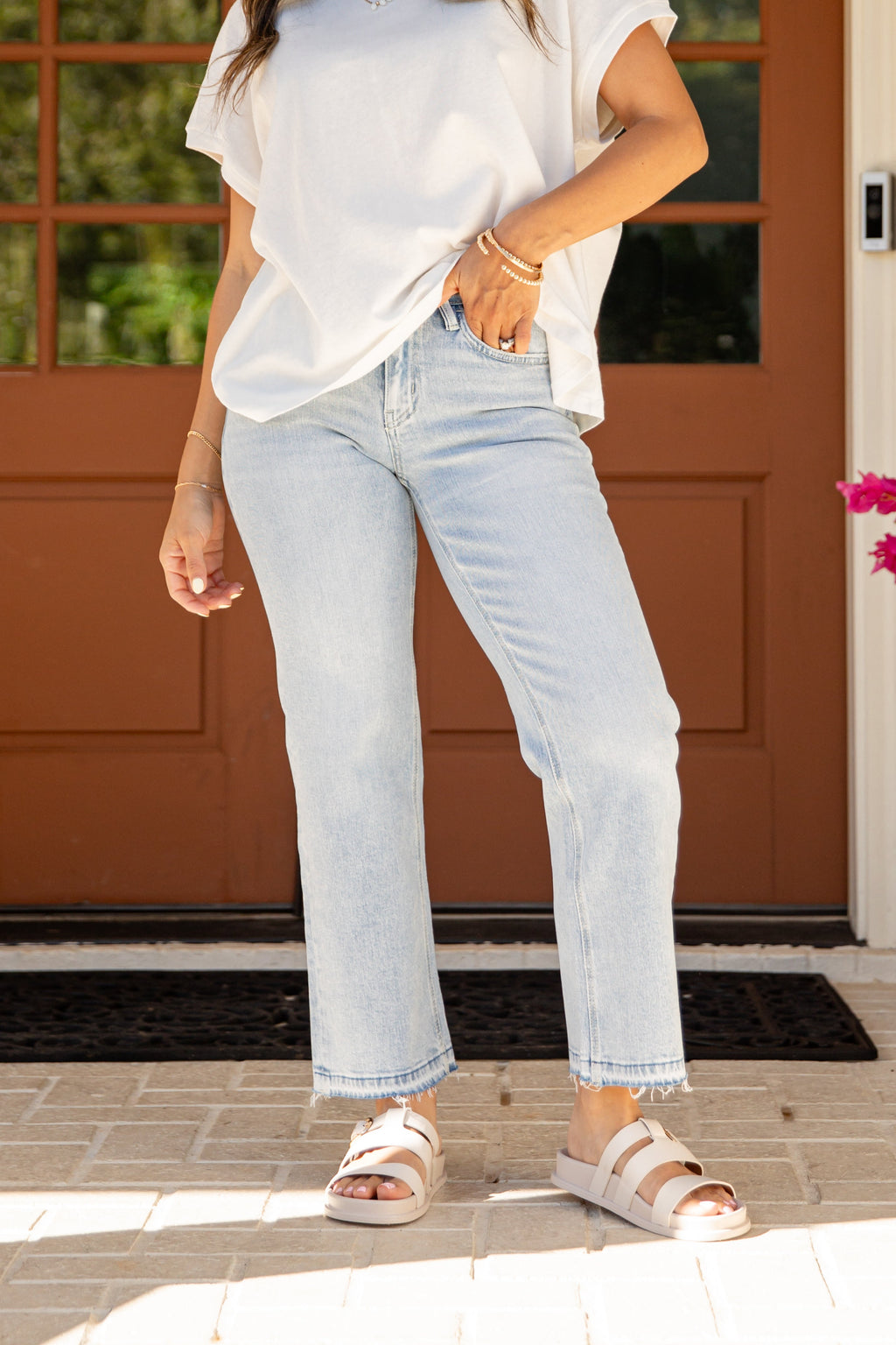 Stacey Light Wash Straight Leg Denim Jeans