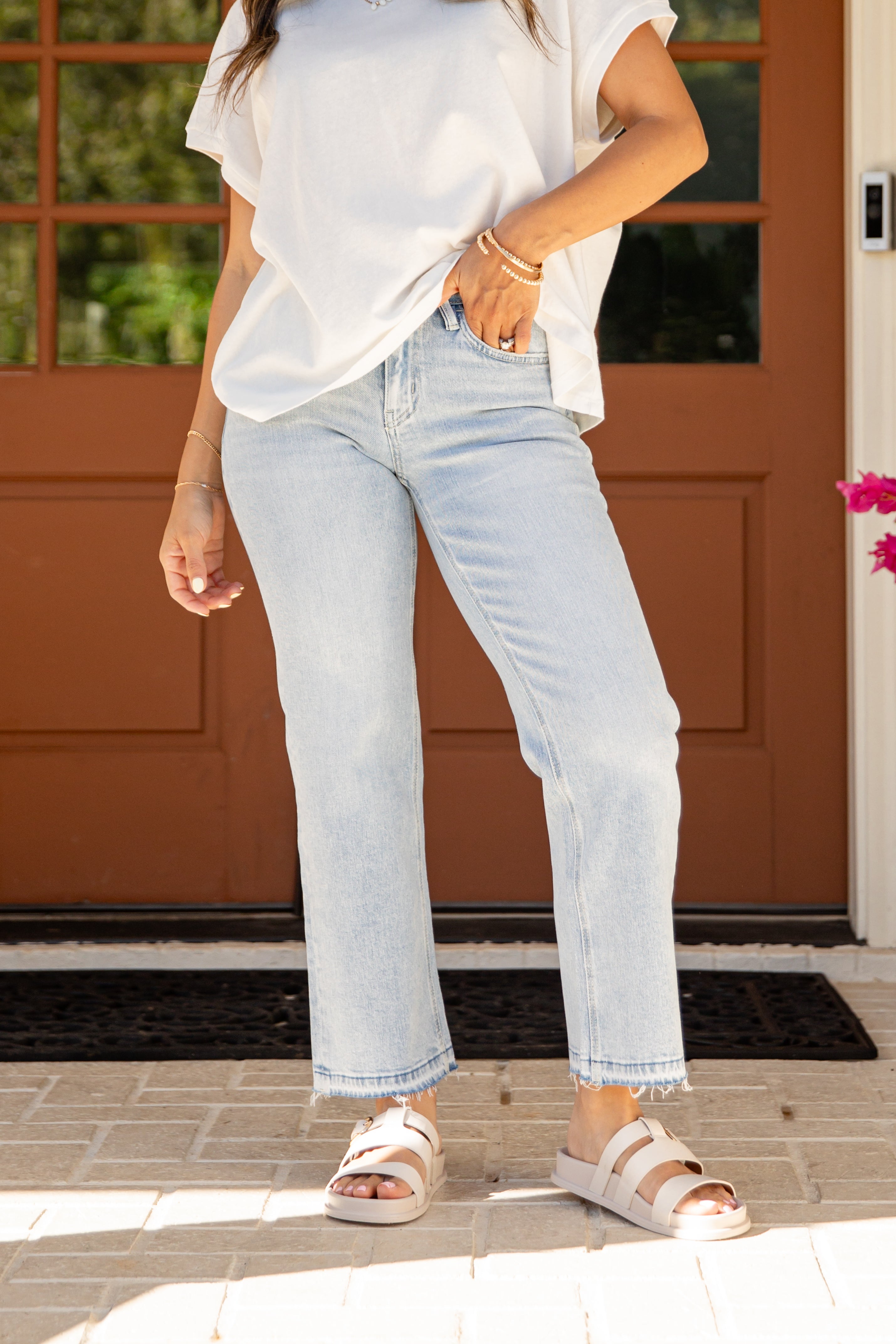 Stacey Light Wash Straight Leg Denim Jeans