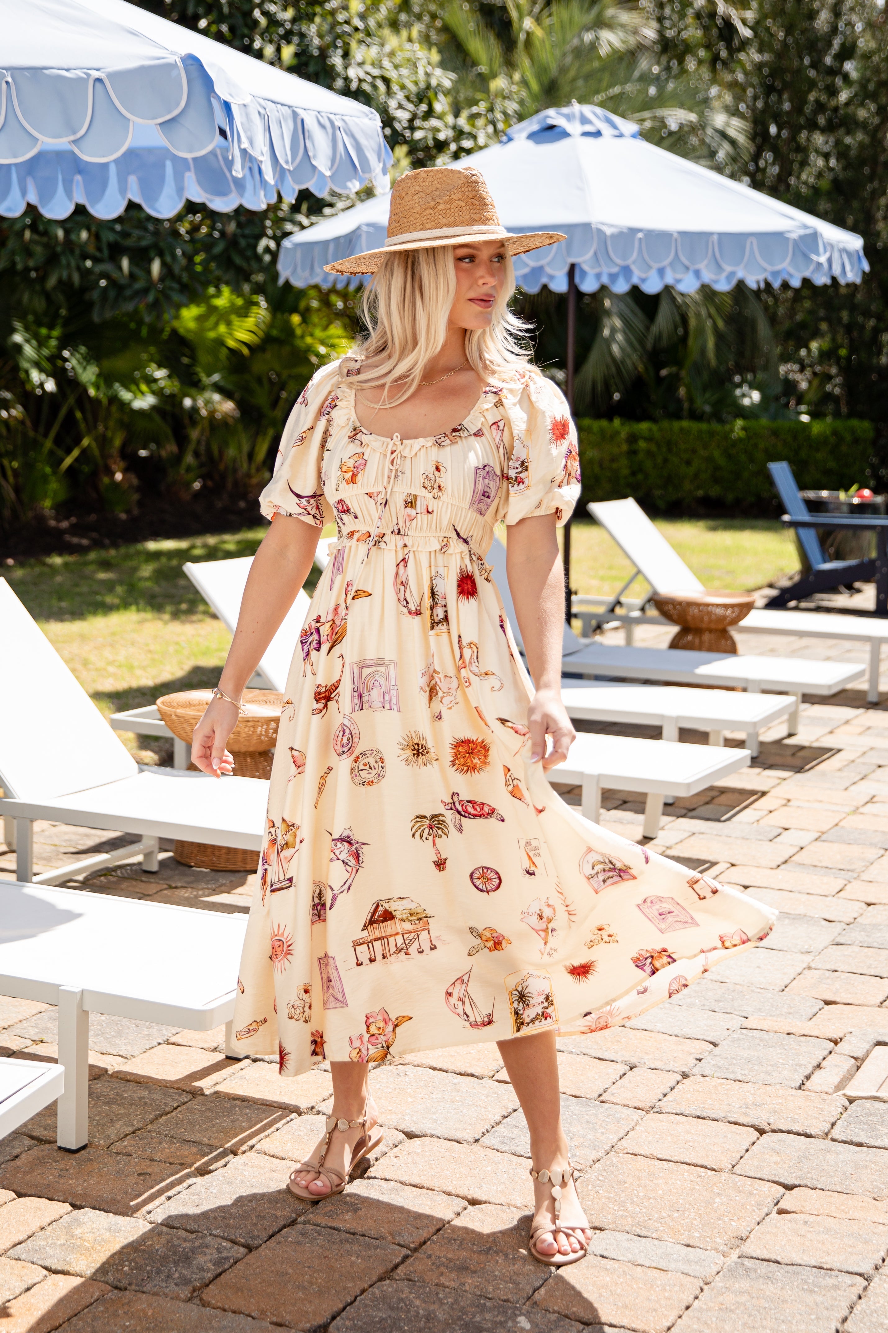 Postcard Dreams Light Yellow Printed Midi Dress