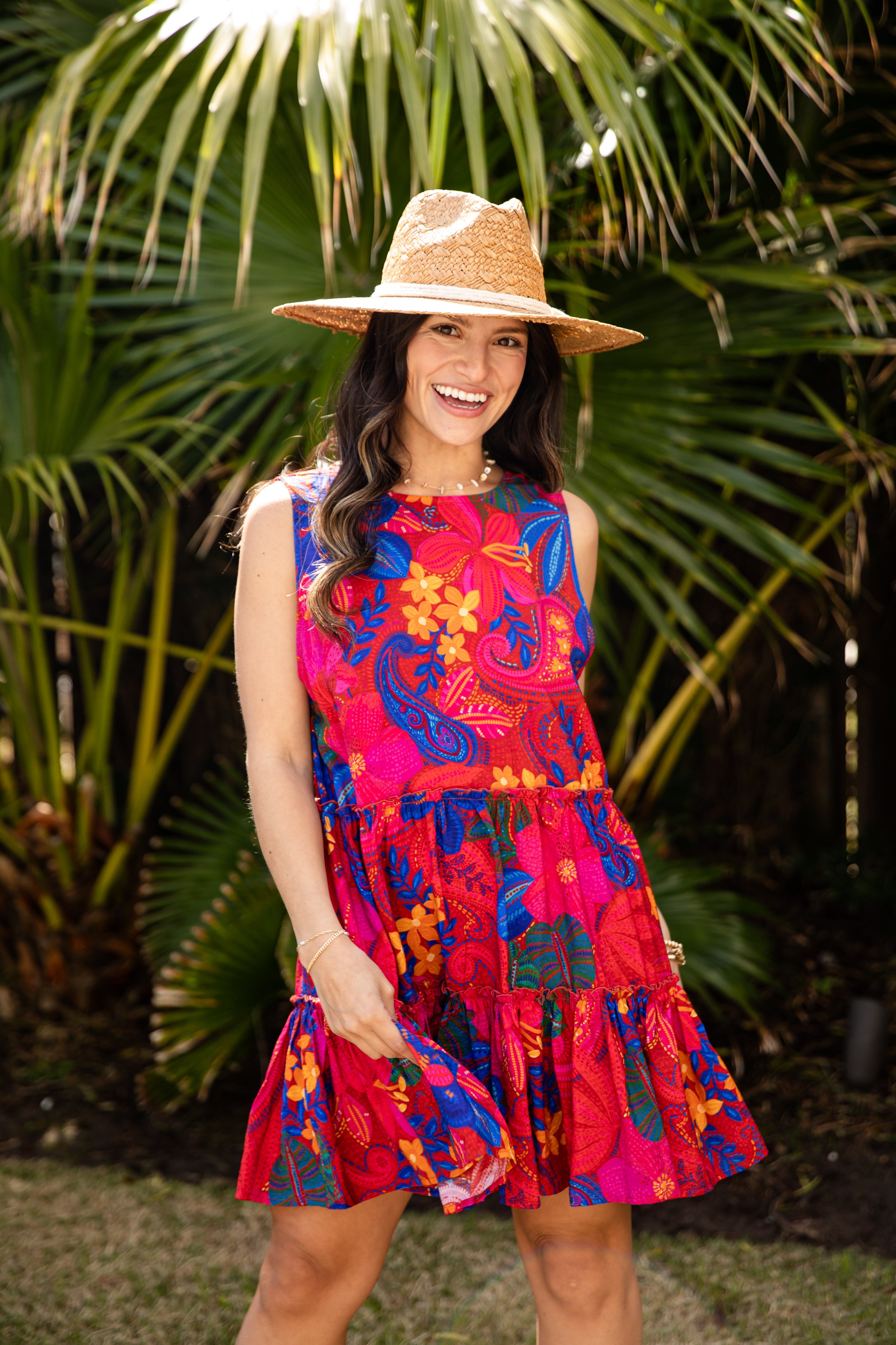 Rio Muse Magenta Floral Mini Dress