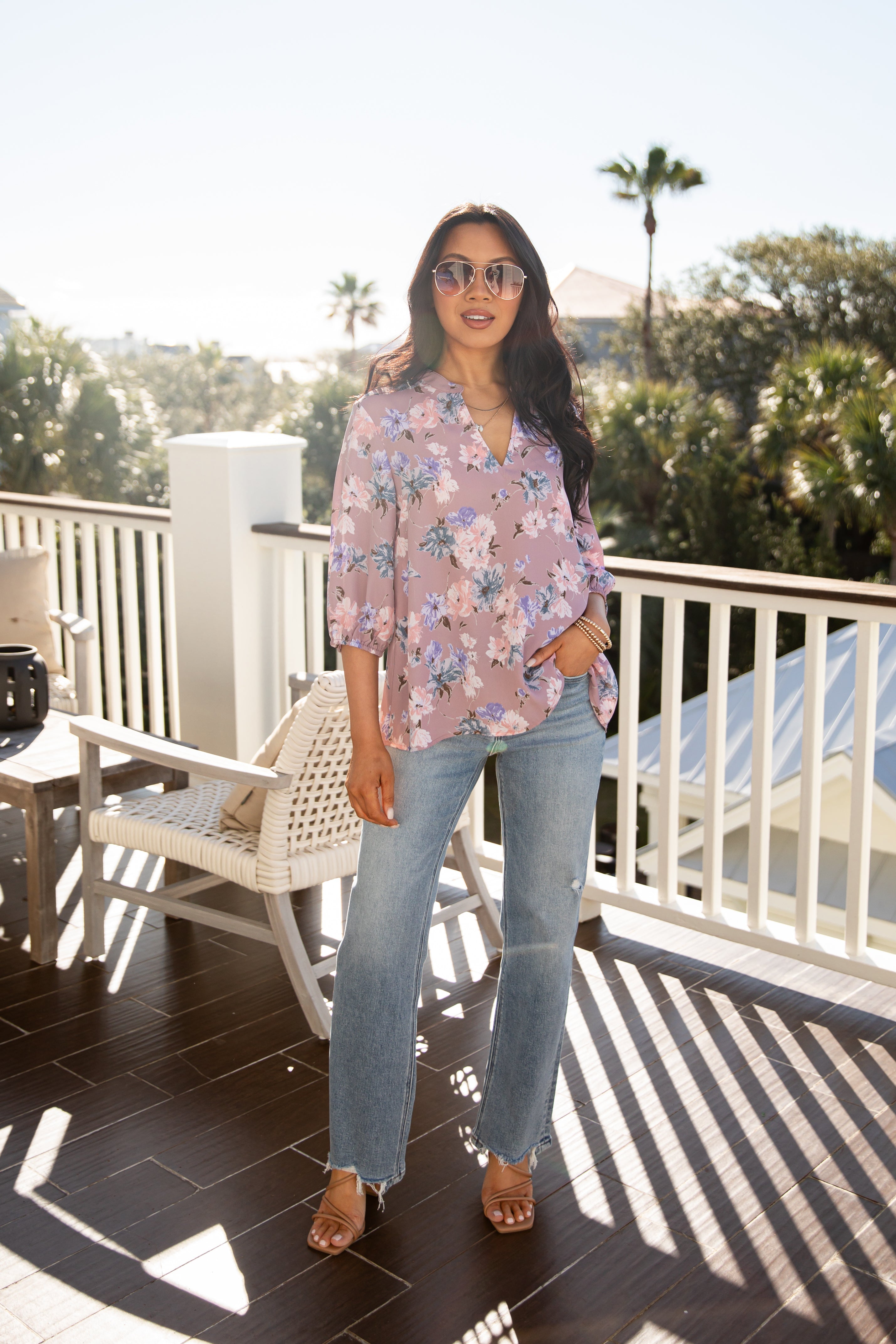 FINAL SALE - Keep It Floral Mauve Blouse