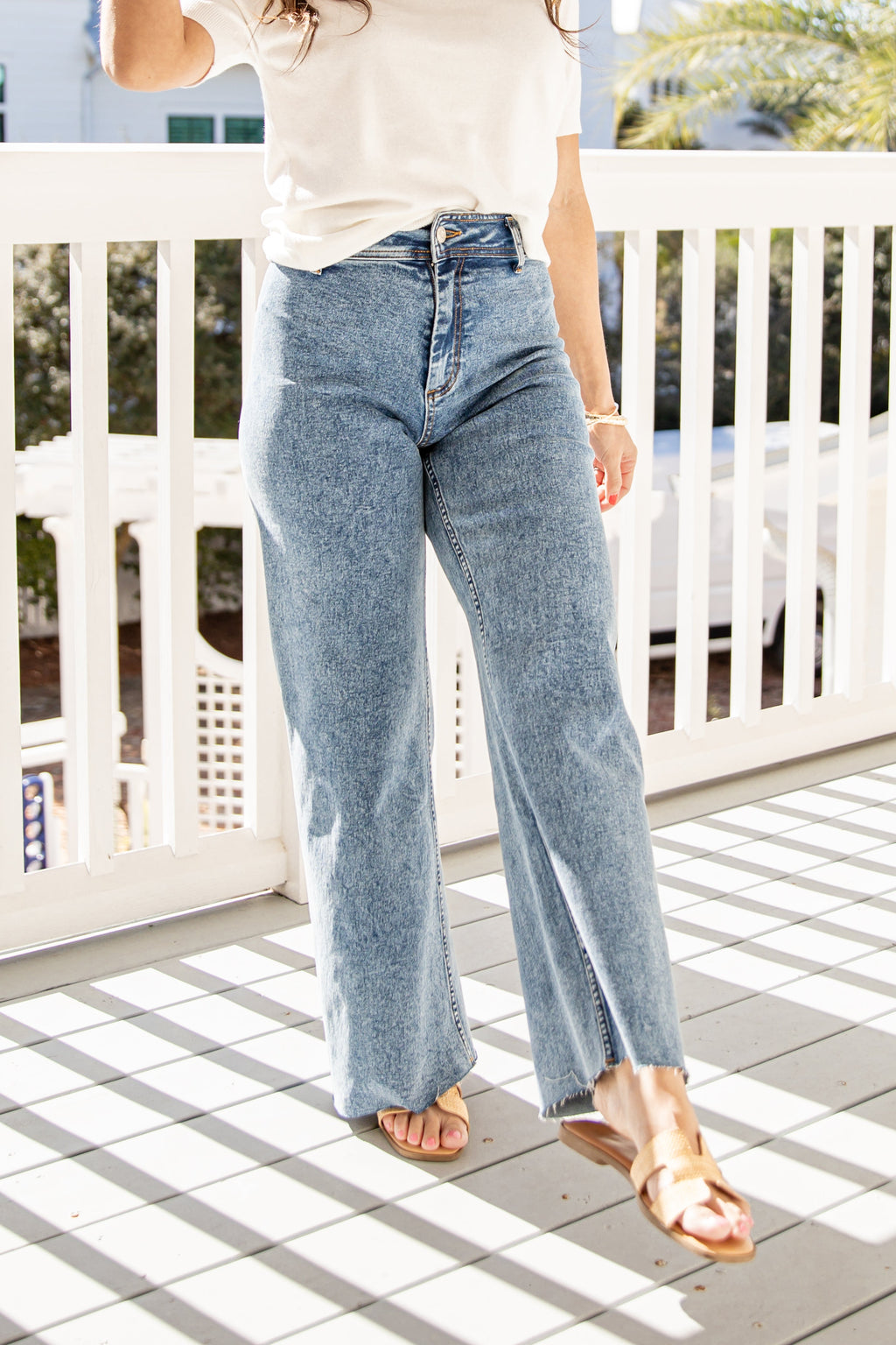 Leighton Light Wash High-Rise Wide Leg Jeans