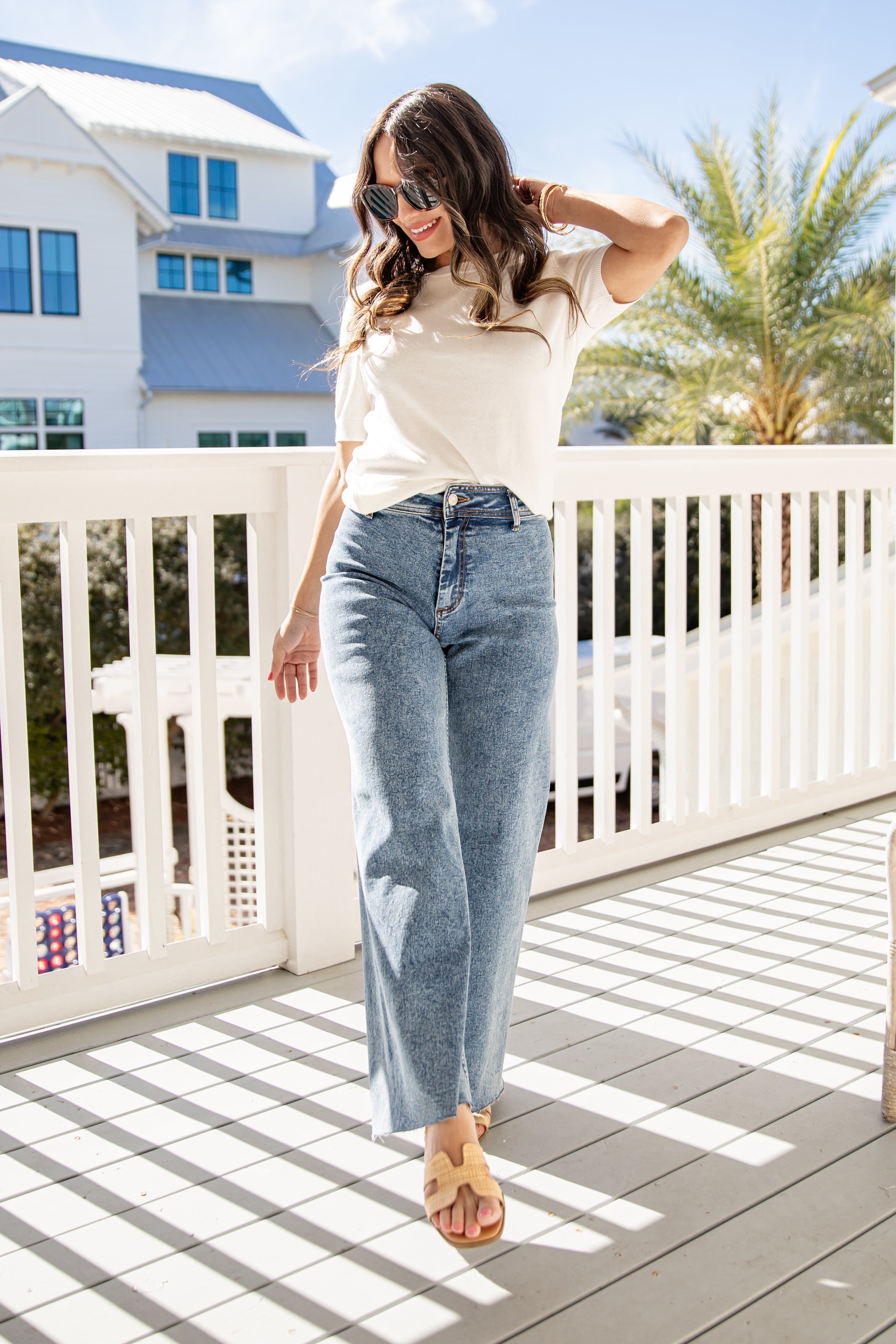 Leighton Light Wash High-Rise Wide Leg Jeans