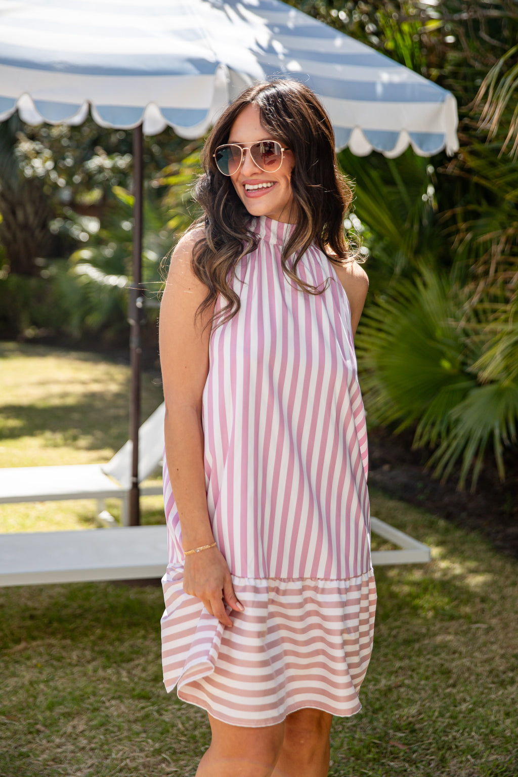 Truest Sweetheart Striped Pink Halter Mini Dress