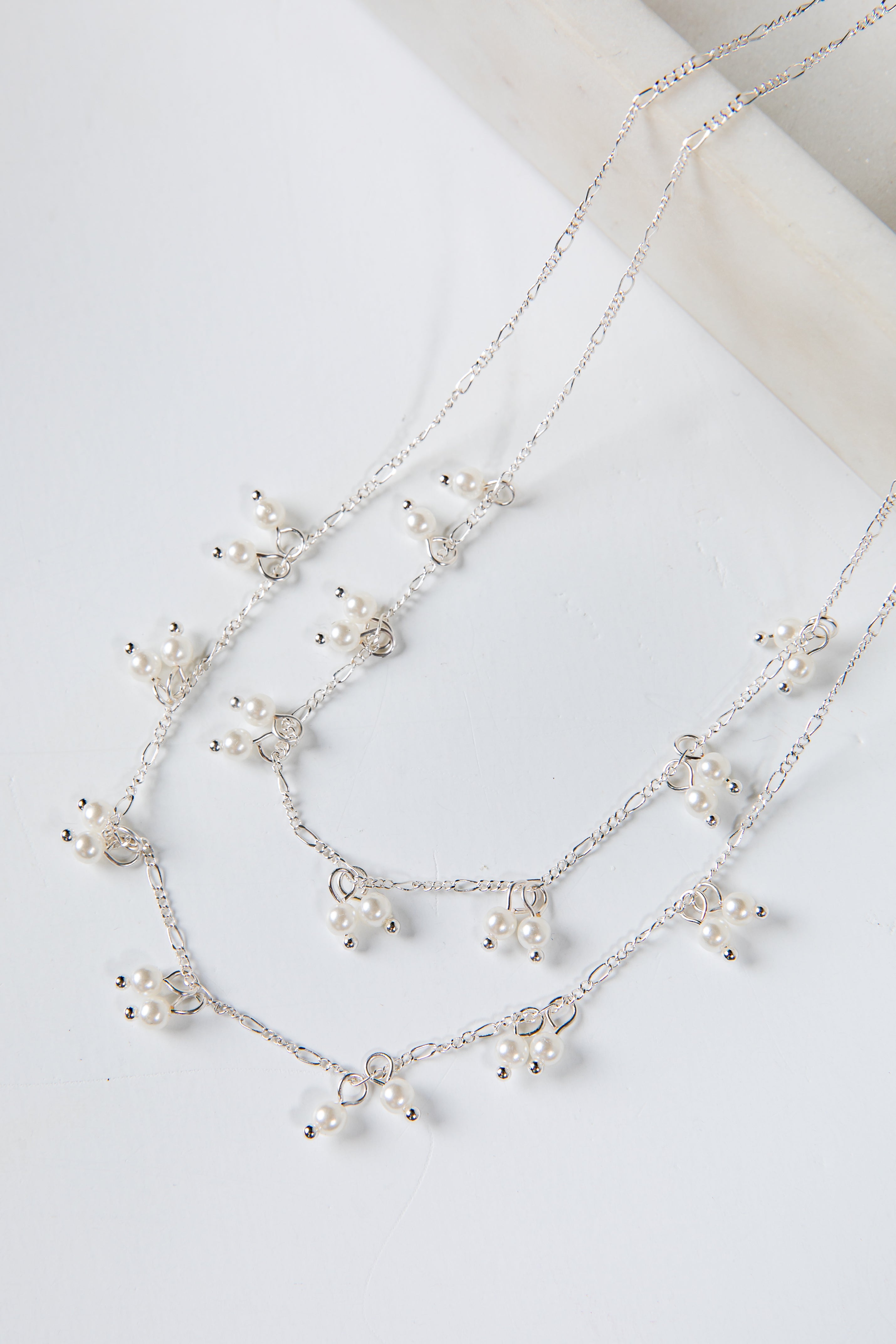 Melissa Silver Pearl Charm Layered Necklace