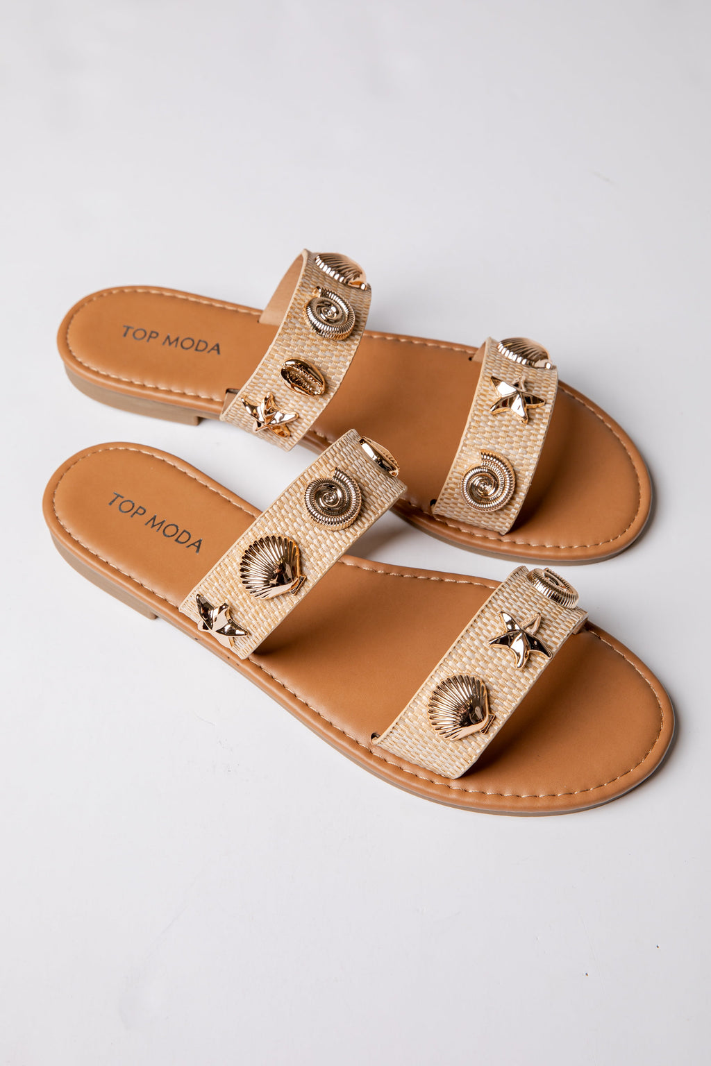 Marina Shell Embellished Slide Sandal