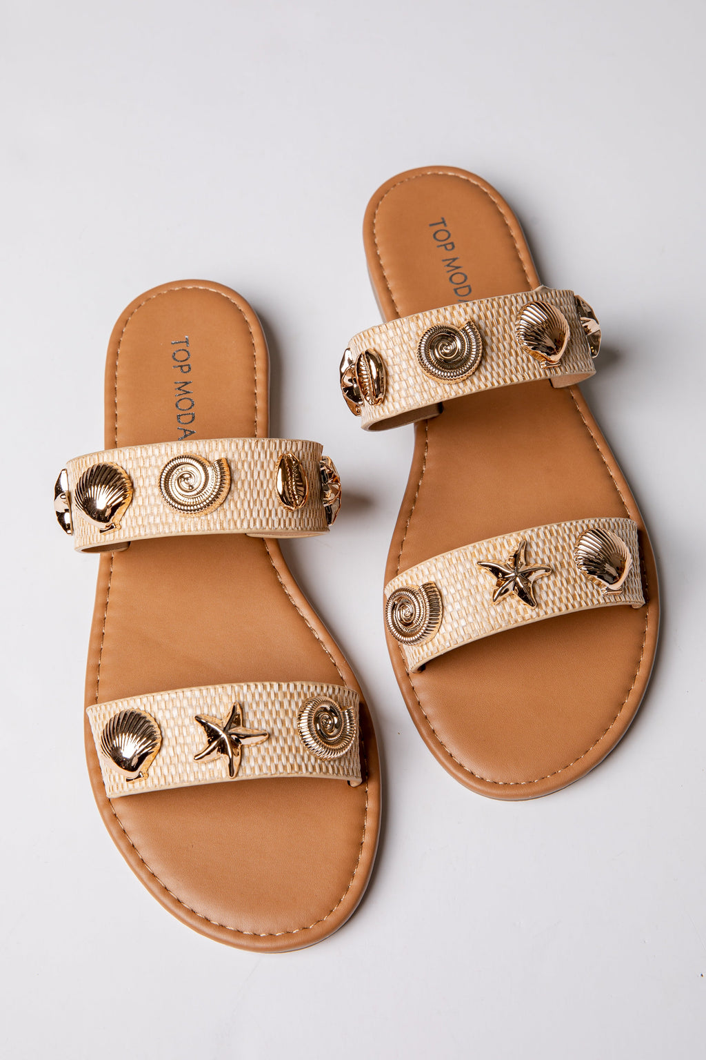 Marina Shell Embellished Slide Sandal
