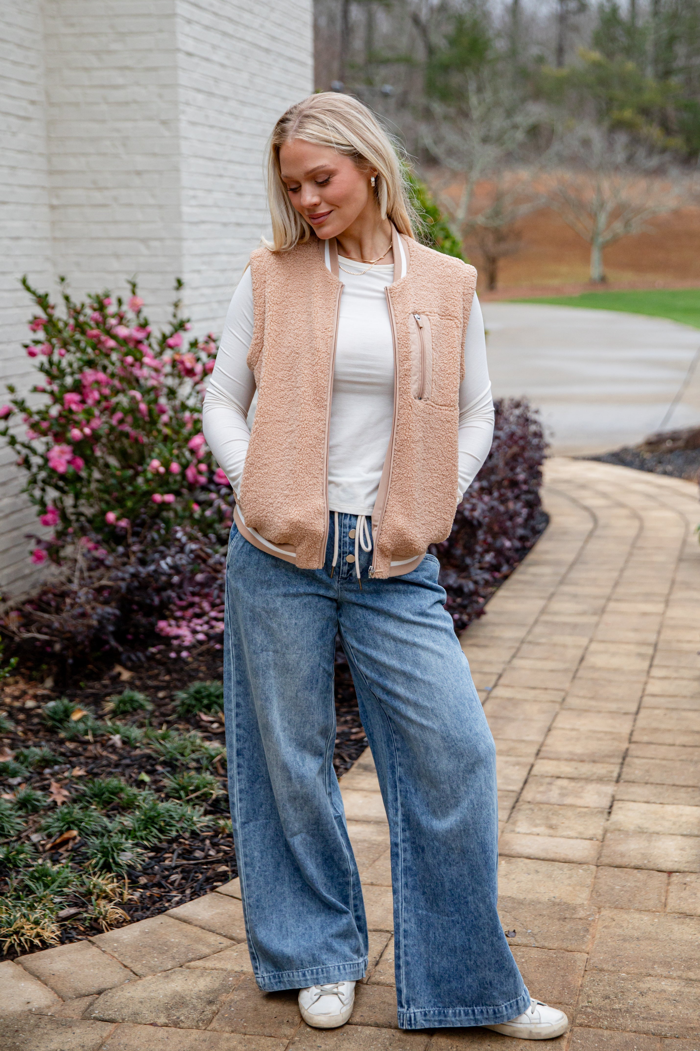 FINAL SALE - Warm Intent Taupe Sherpa Zip Vest