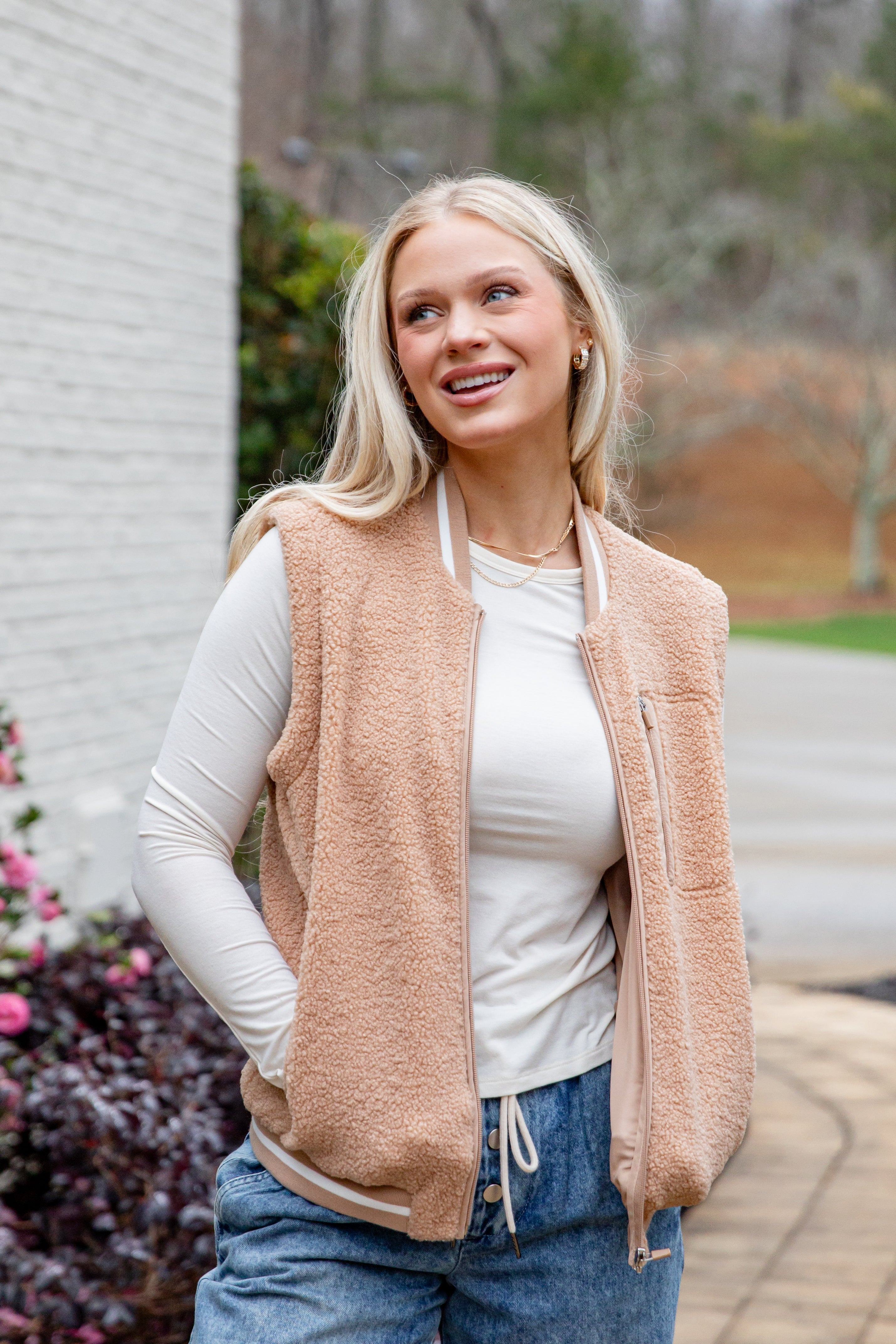 FINAL SALE - Warm Intent Taupe Sherpa Zip Vest