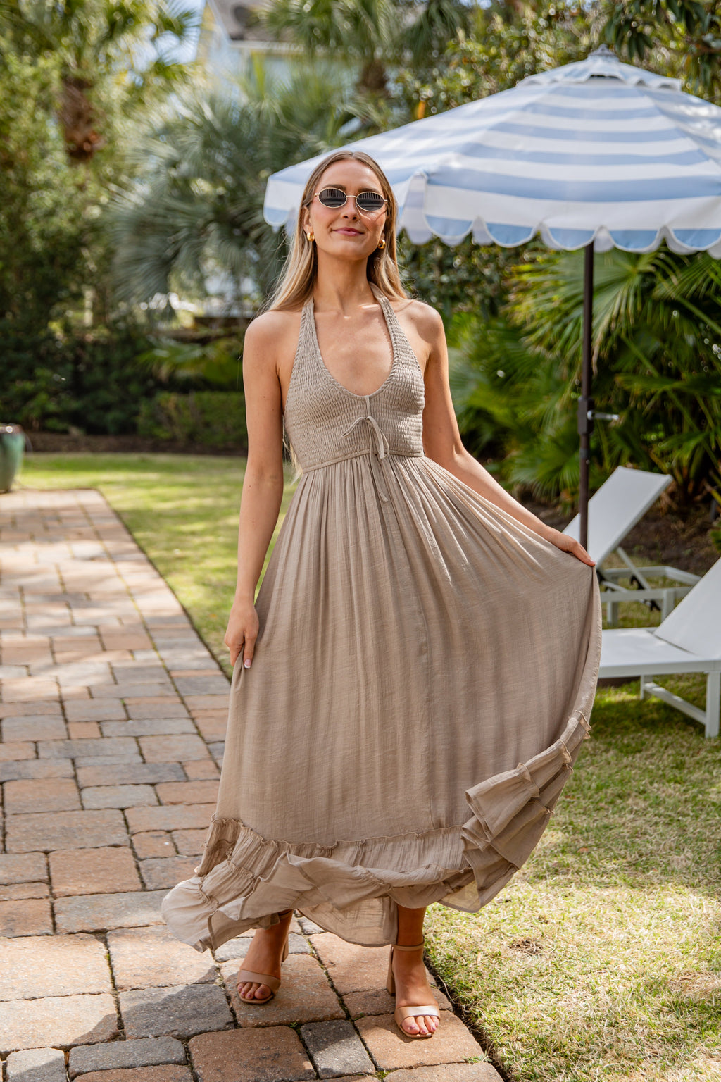 Effortless Charm Smocked Strap Maxi Dress