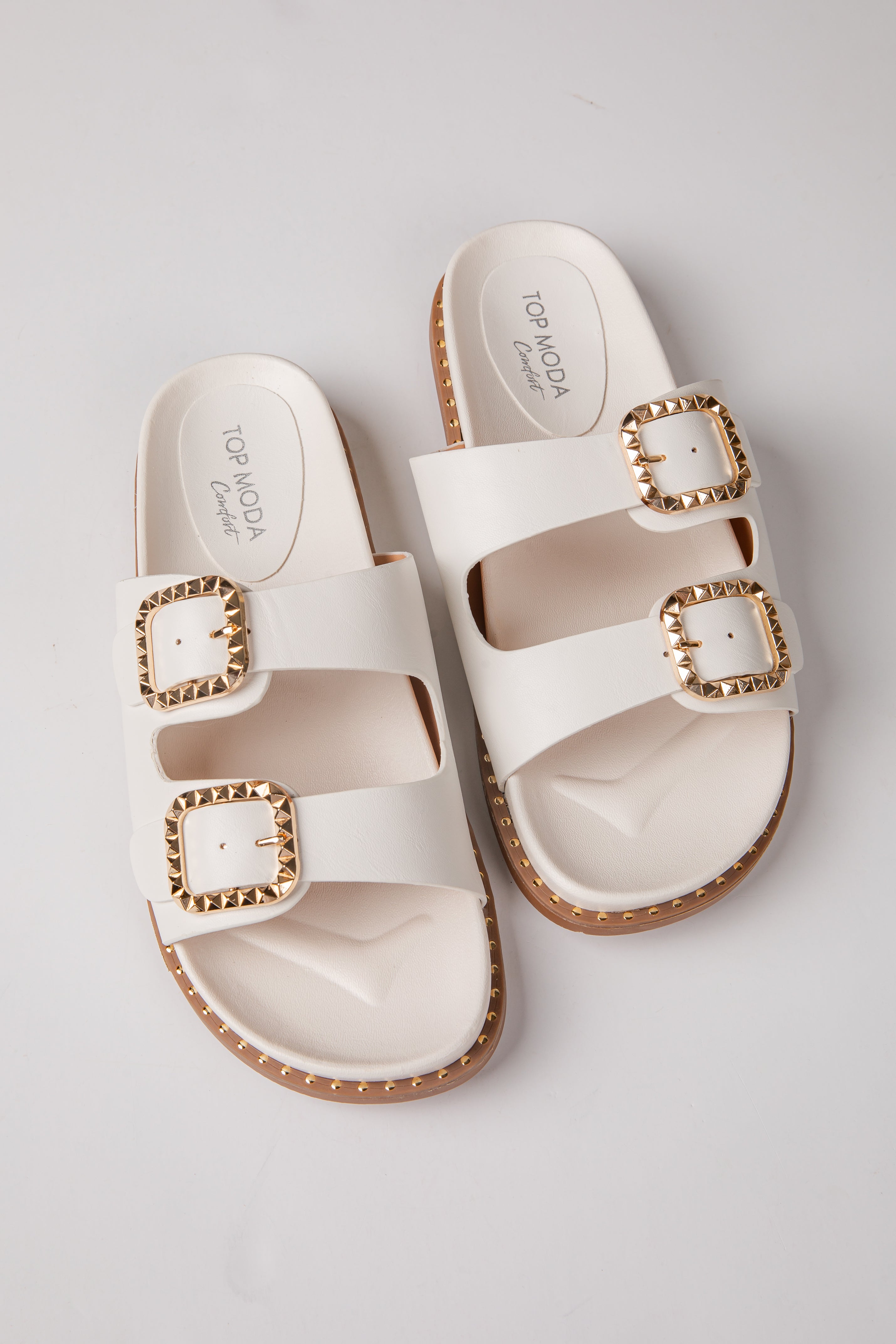 By The Bay White Double Strap Sandals