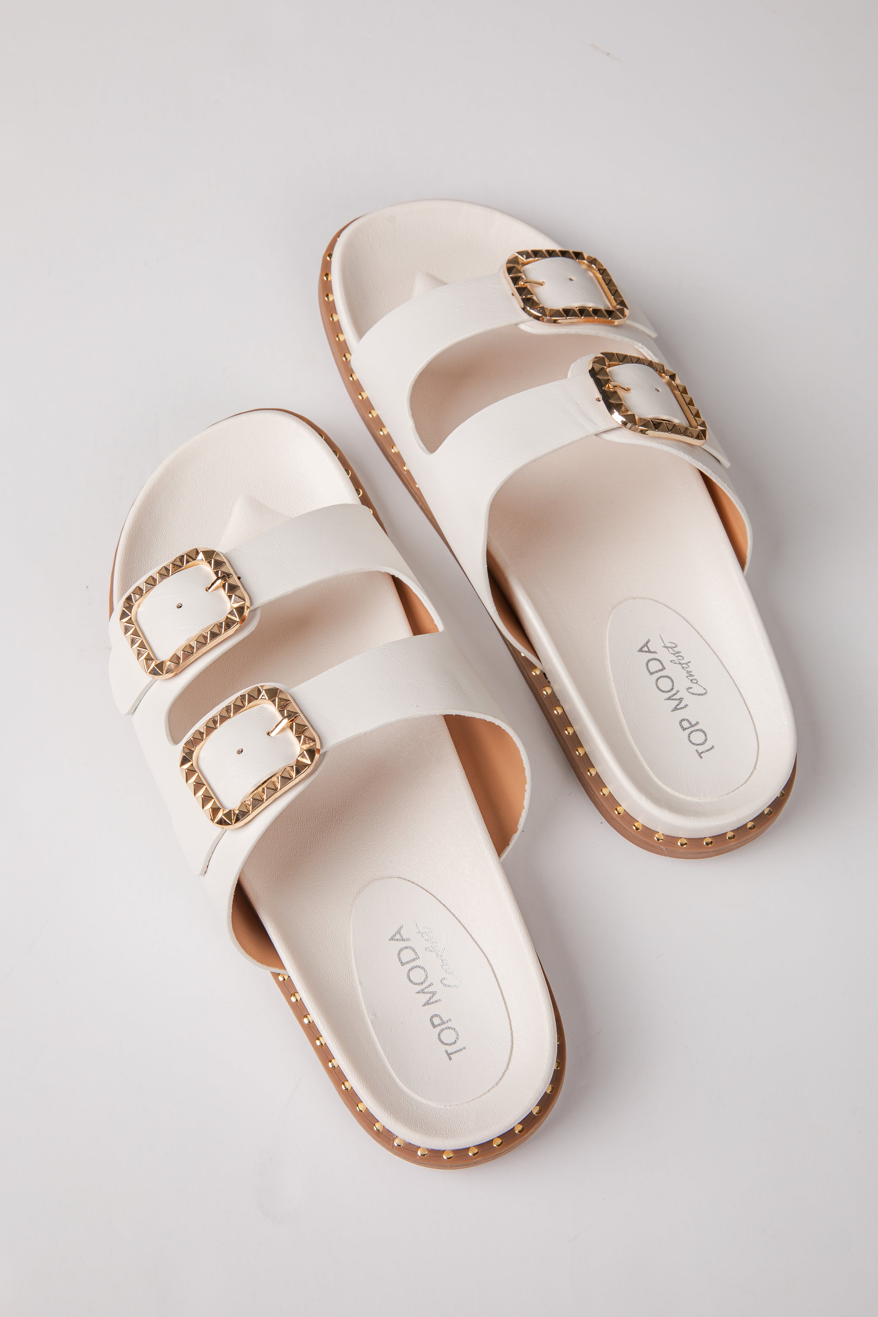 By The Bay White Double Strap Sandals