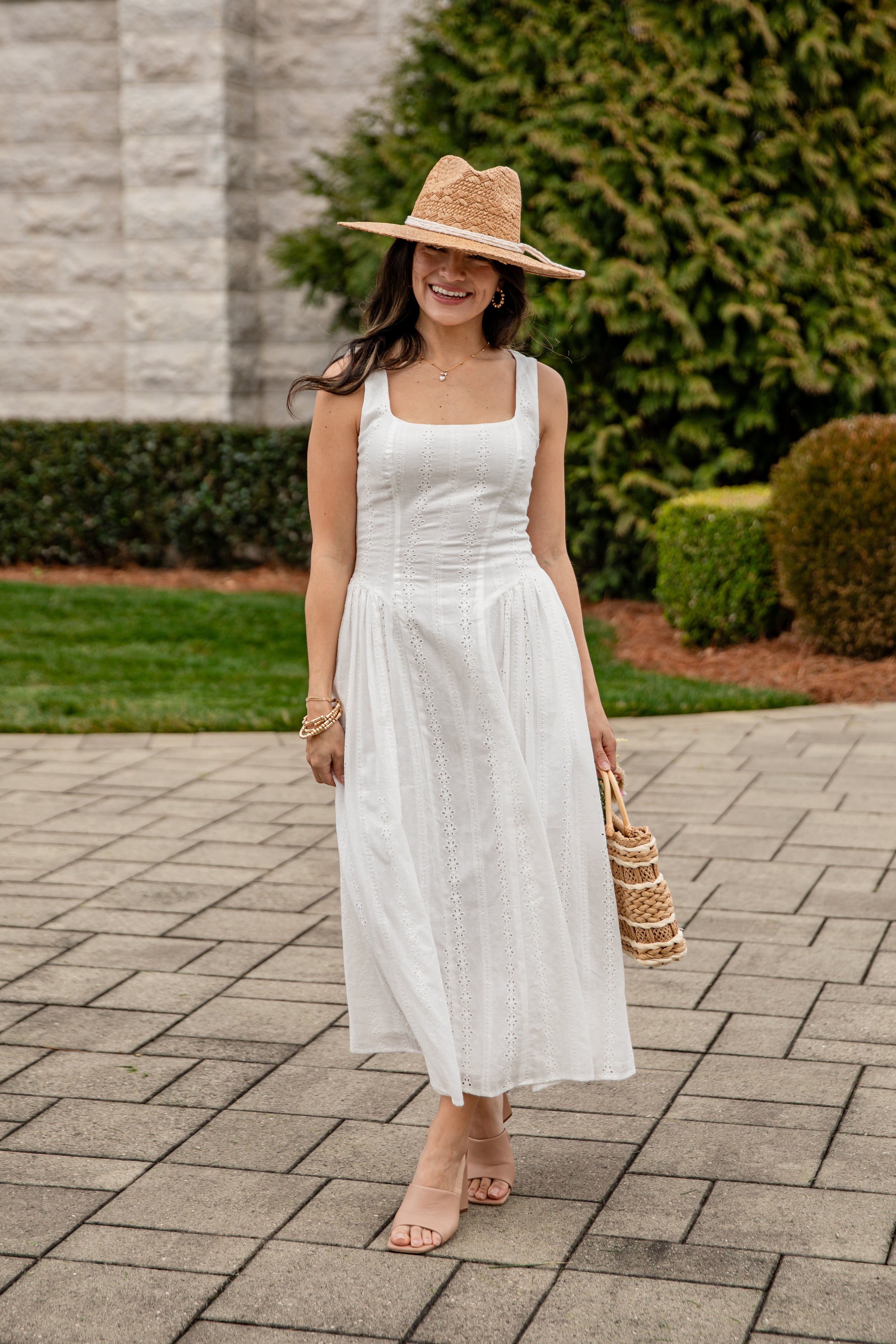 Sunset Romance White Eyelet Maxi Dress