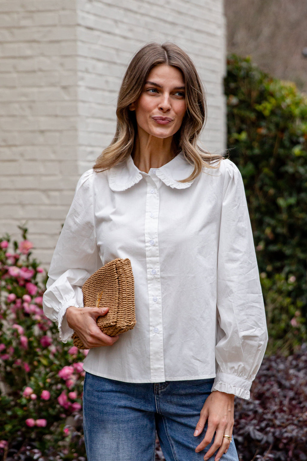 FINAL SALE - Everyday Ease Ruffle Button-Down Blouse