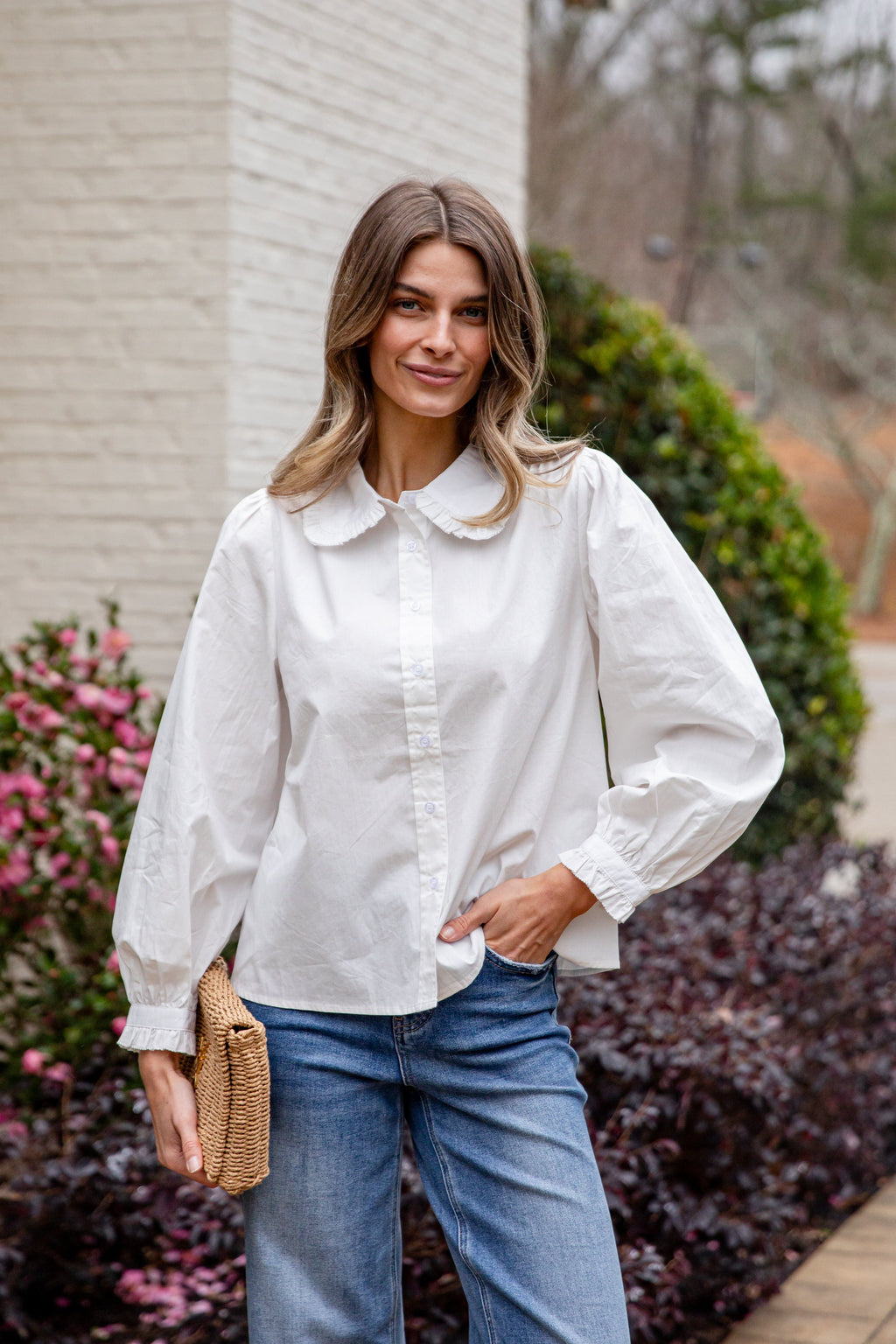 FINAL SALE - Everyday Ease Ruffle Button-Down Blouse