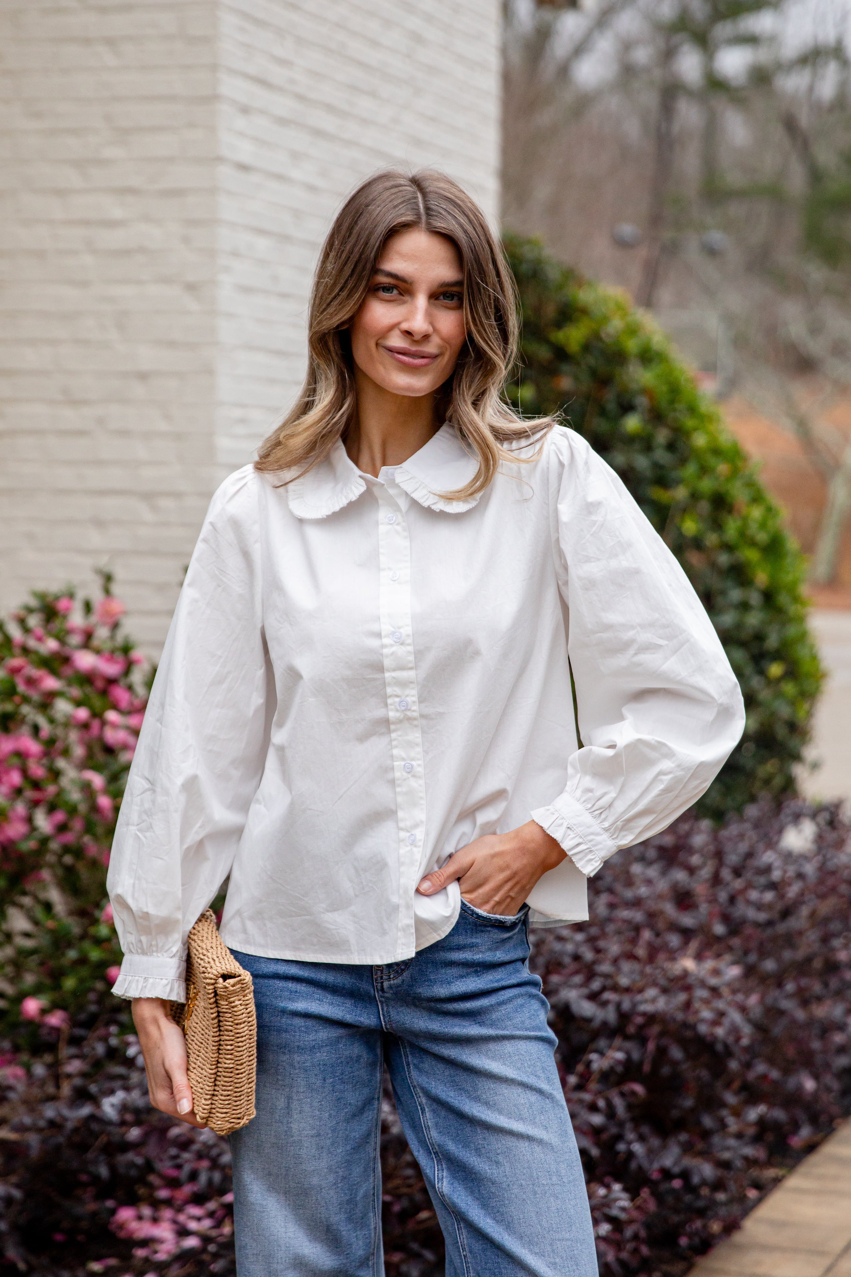 FINAL SALE - Everyday Ease Ruffle Button-Down Blouse