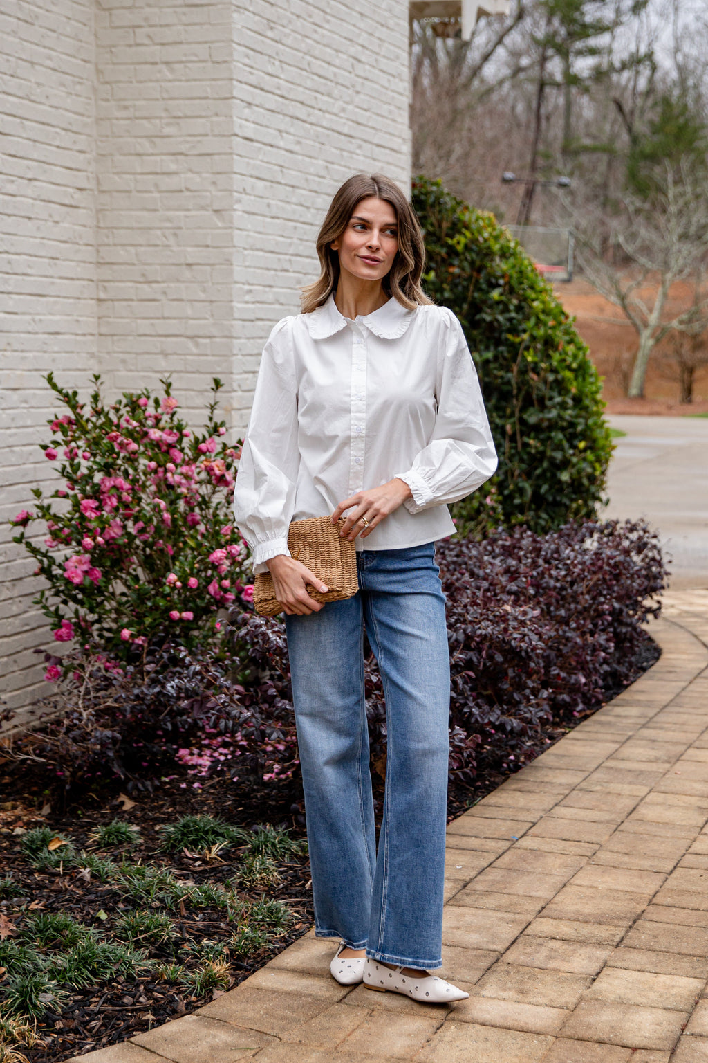 FINAL SALE - Everyday Ease Ruffle Button-Down Blouse