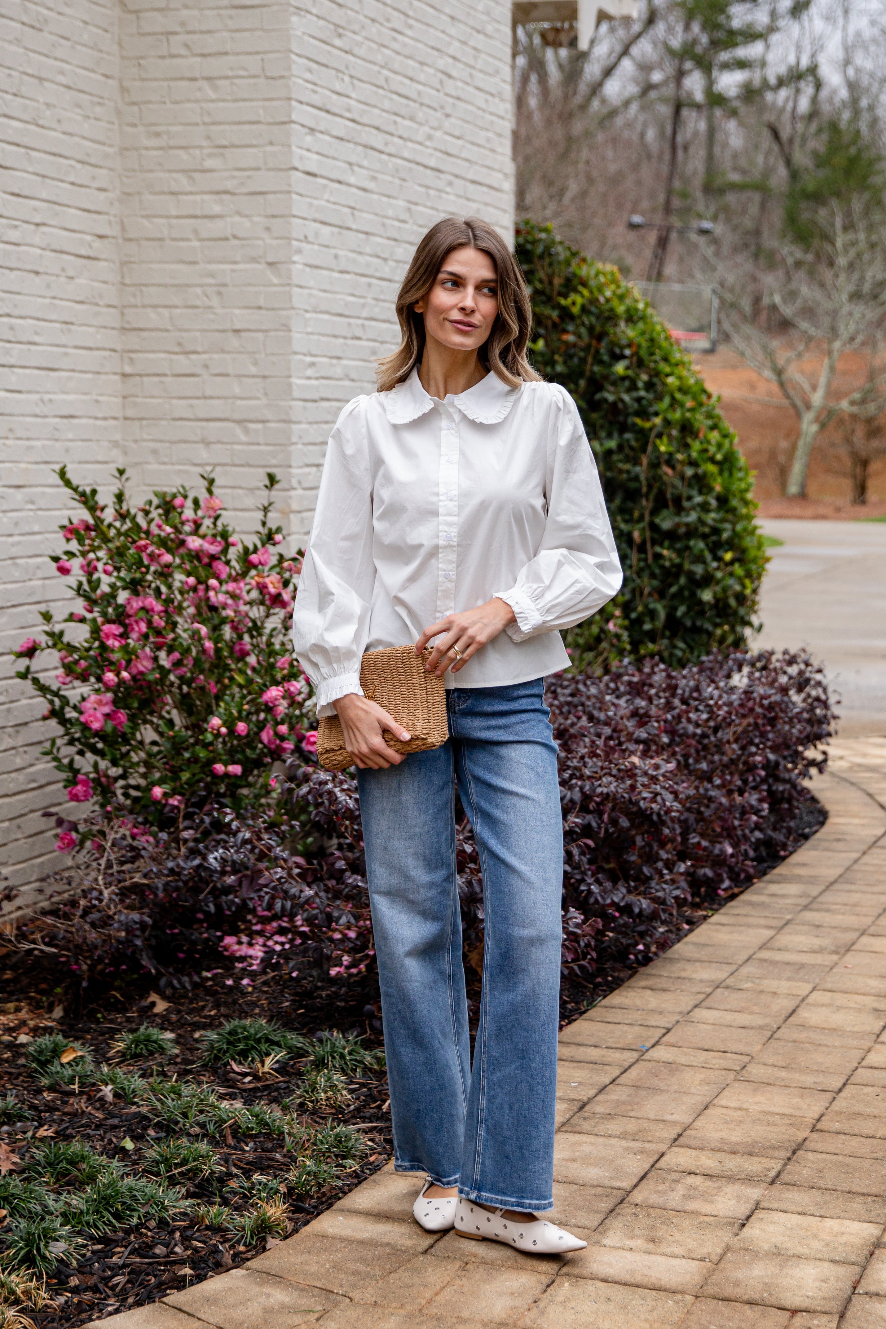 FINAL SALE - Everyday Ease Ruffle Button-Down Blouse