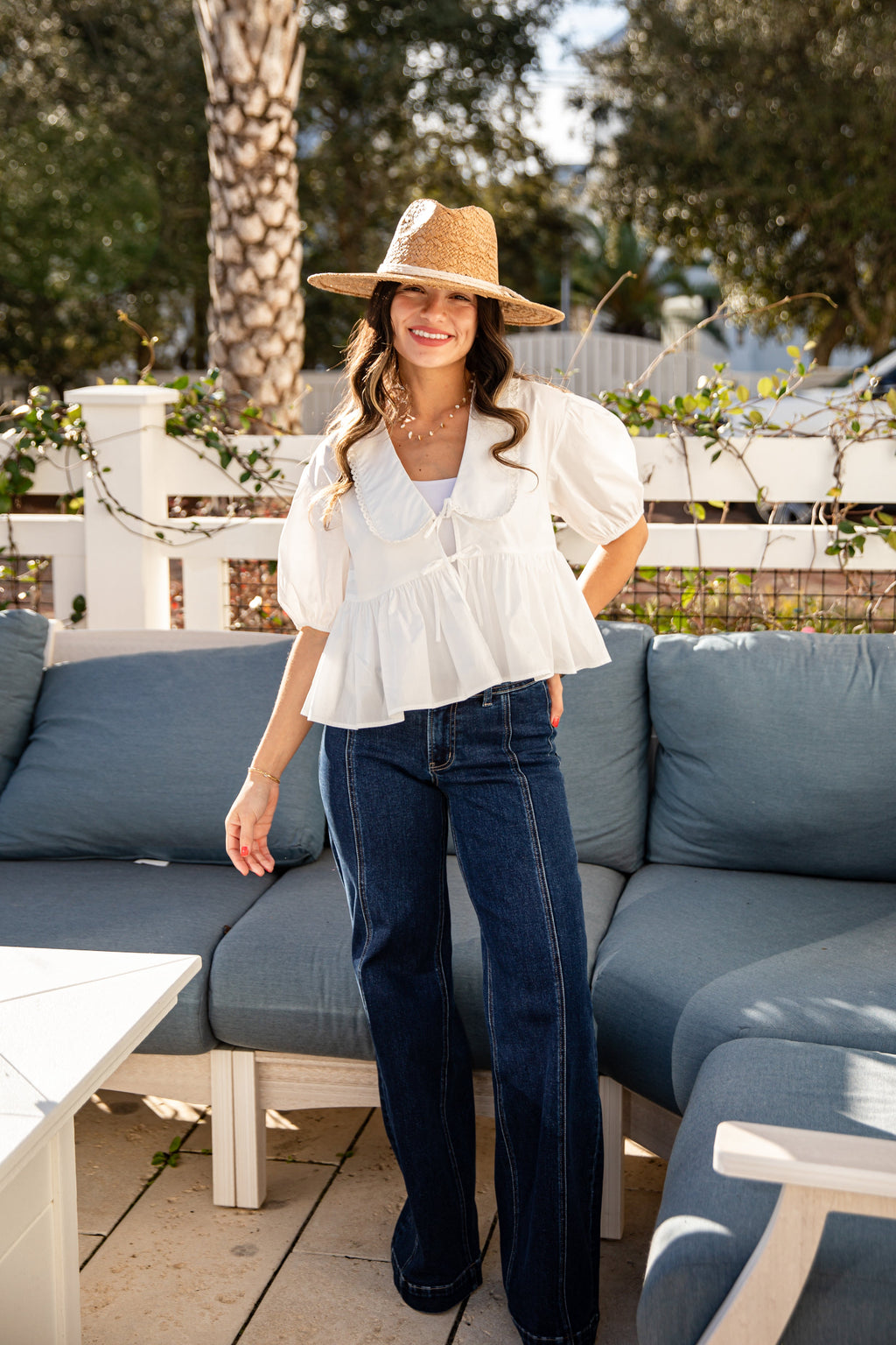 FINAL SALE - Petal Frame Ruffled White Blouse