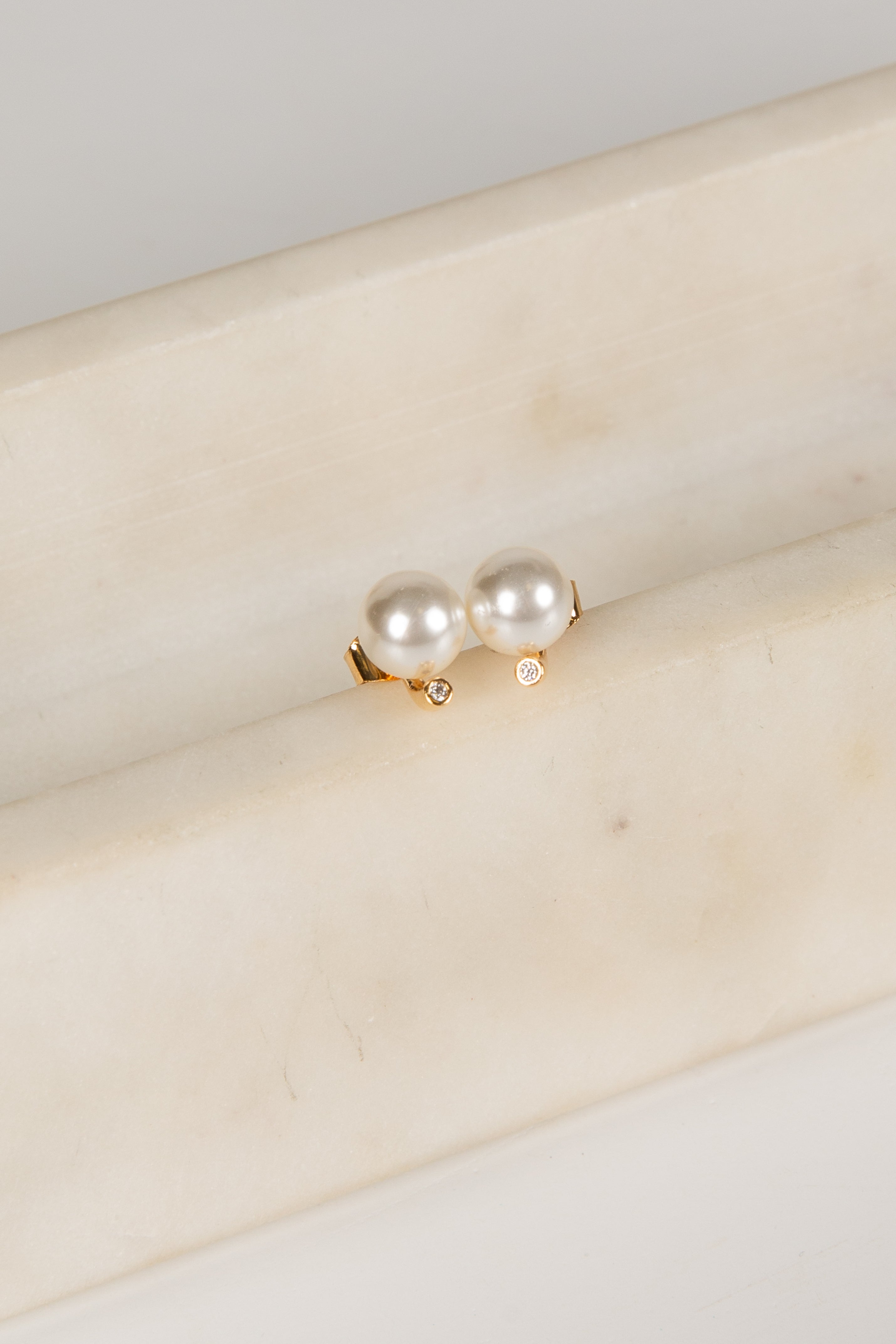 Piper White Pearl Stud Earrings