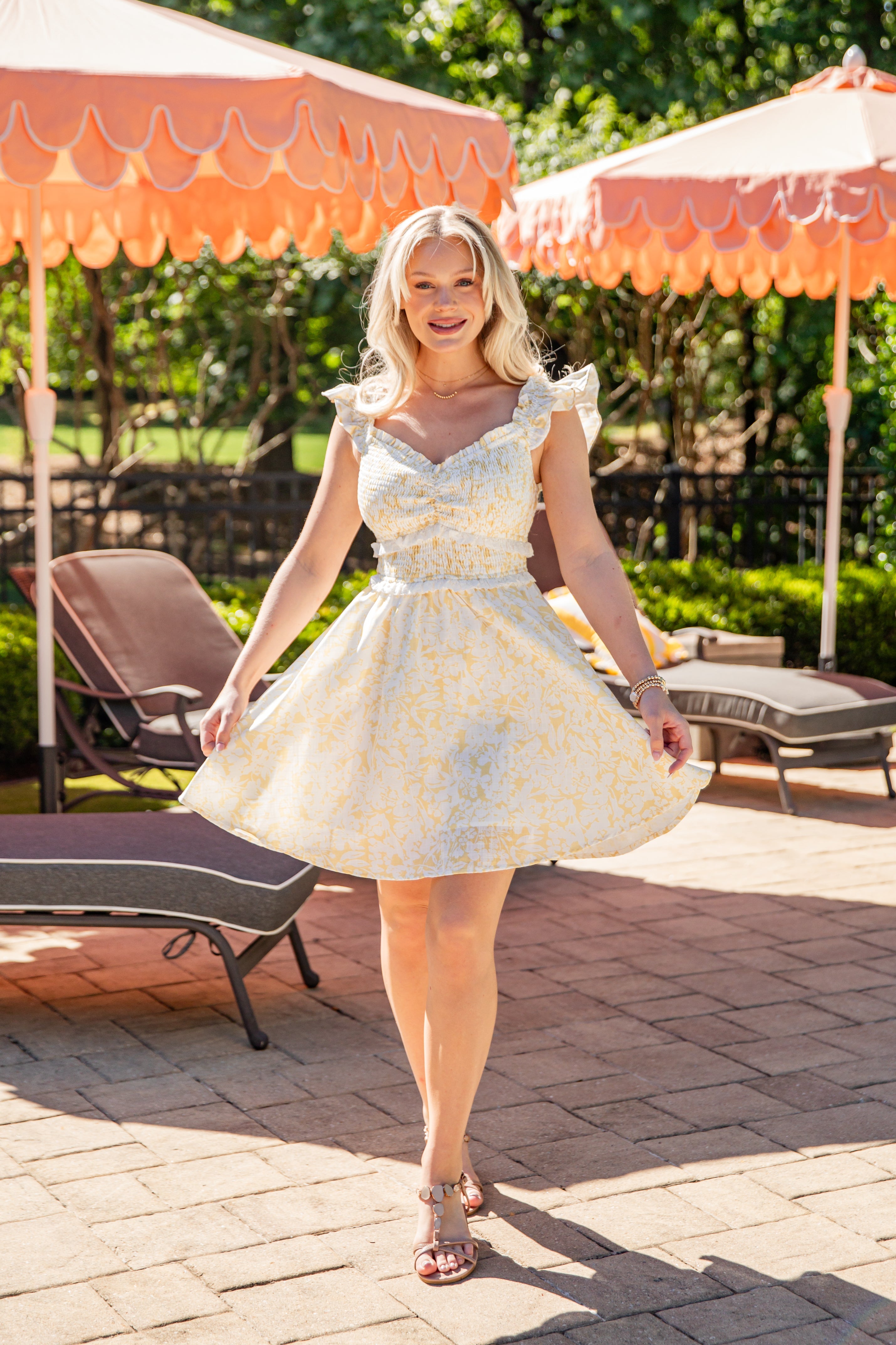 Radiantly You Yellow Floral Mini Dress