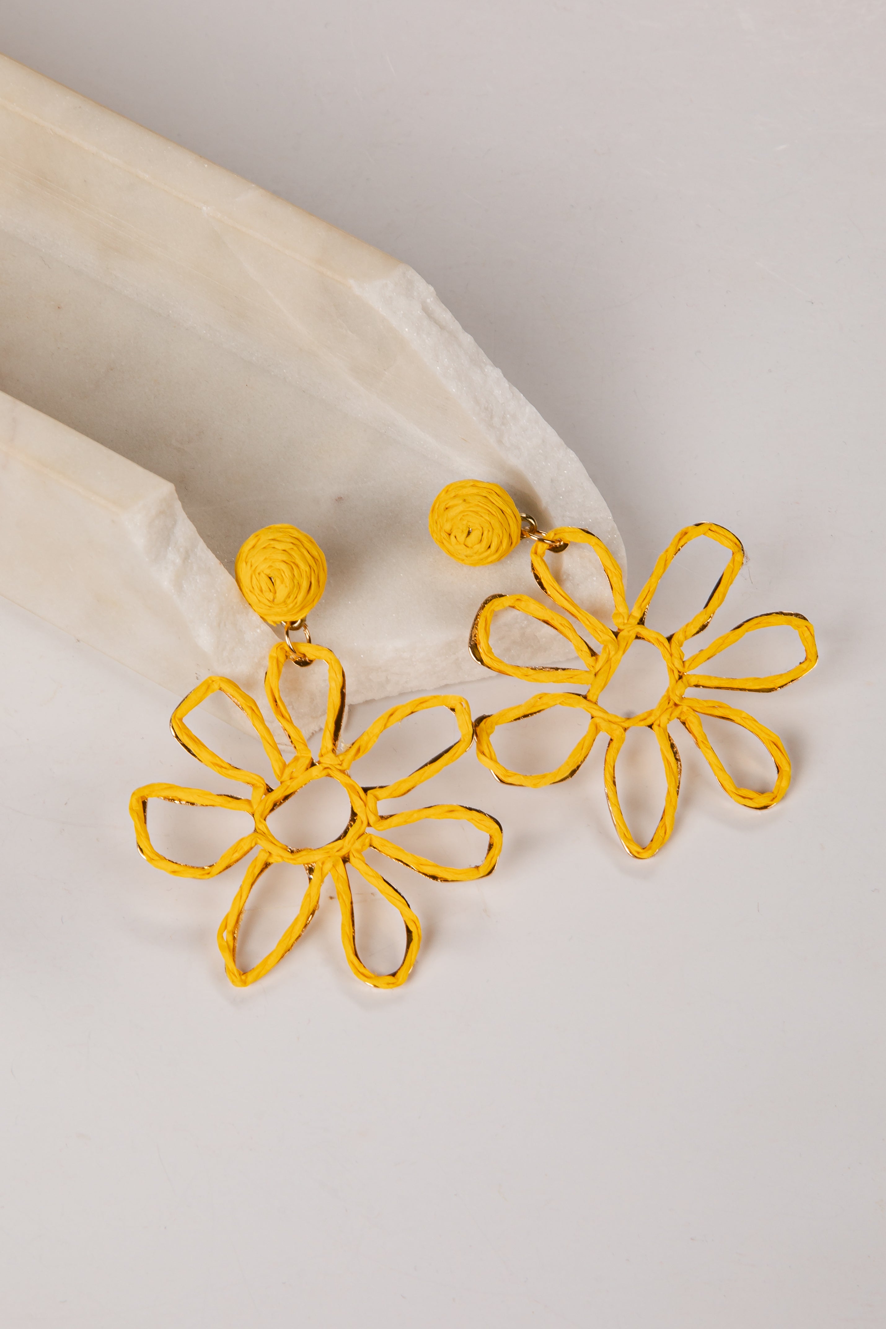 Violet Raffia Floral Statement Earrings