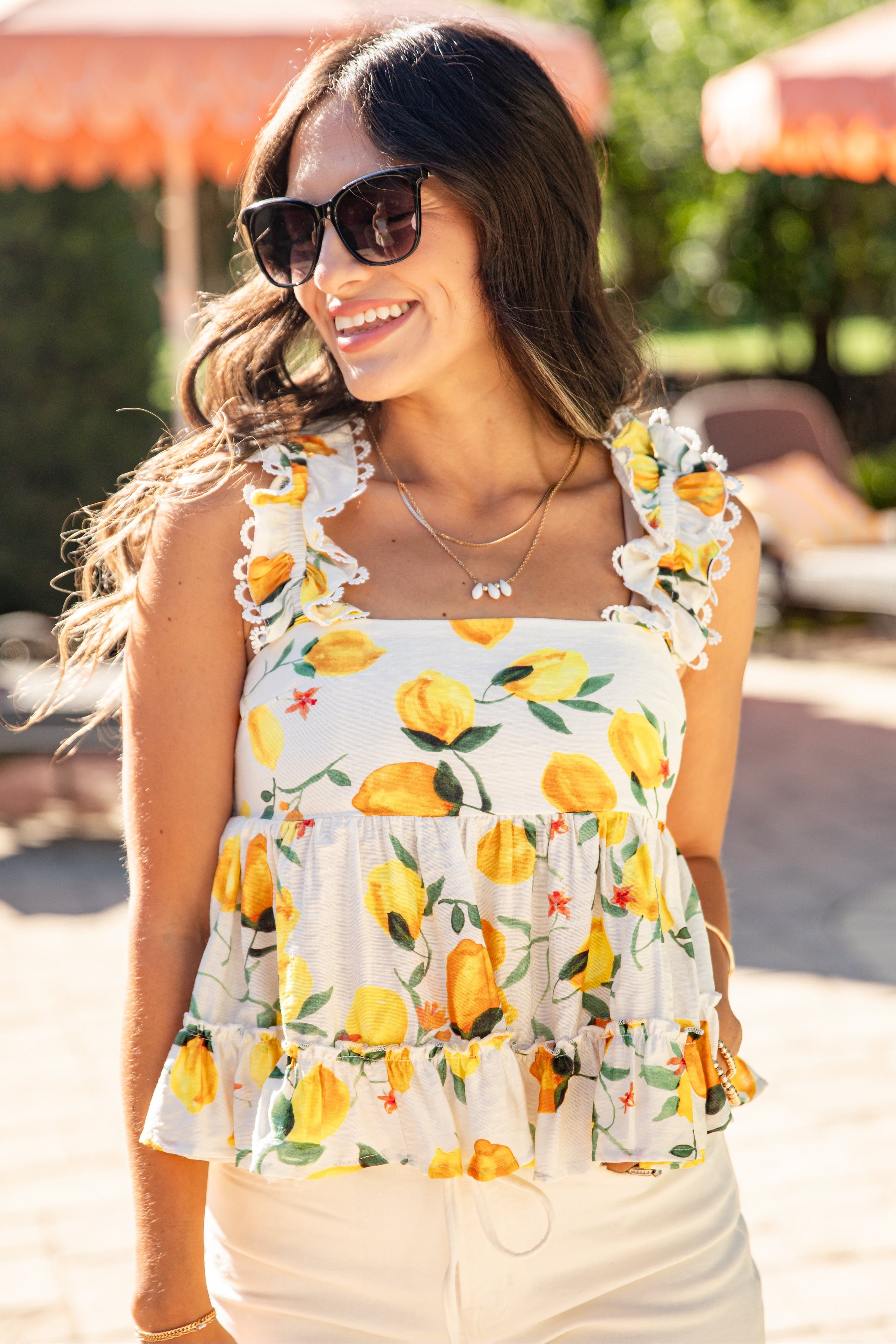 Squeeze The Day Yellow Lemon Print Tank