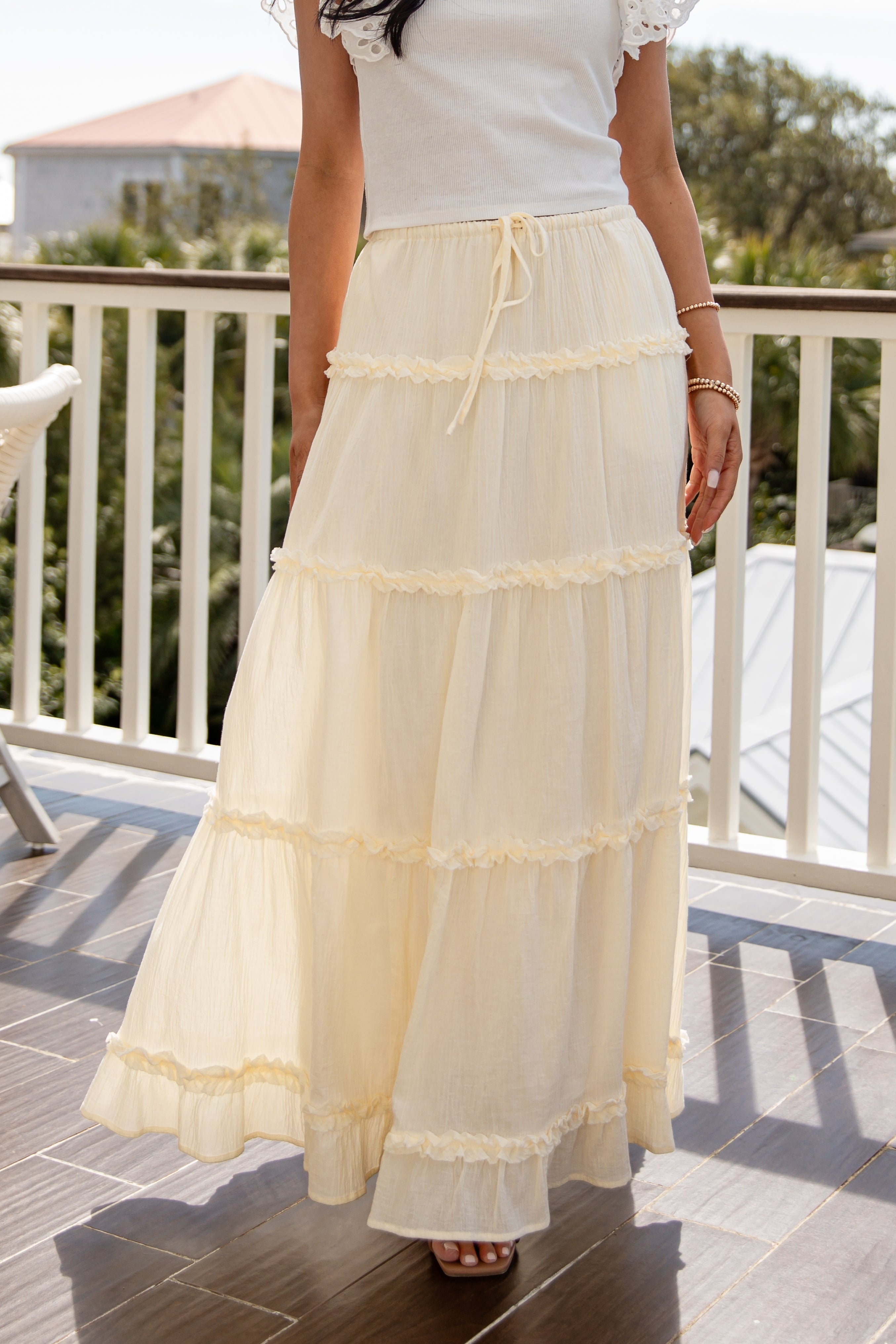 Honeylight Flow Yellow Maxi Skirt