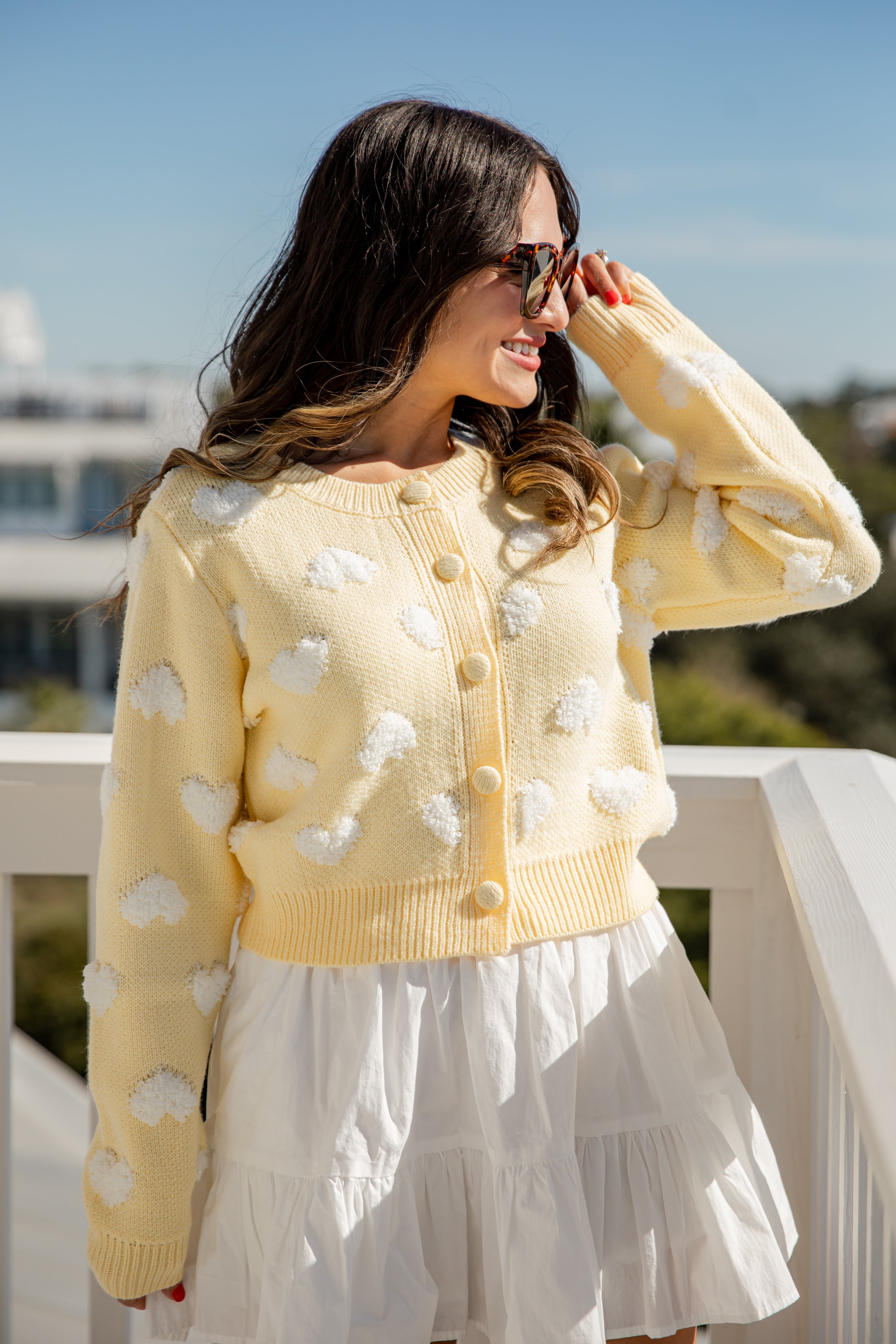 FINAL SALE - Sweetheart Stitch Yellow Sweater Cardigan
